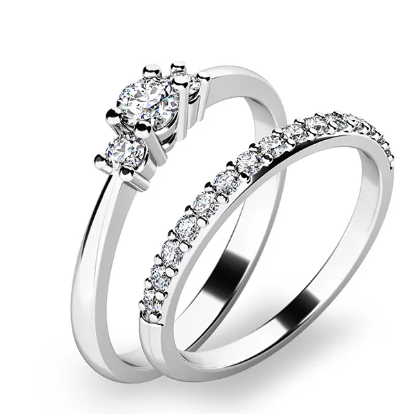 Zásnubný prsteň biele zlato 585/1000 zásnubný set 10843-SET01-BB