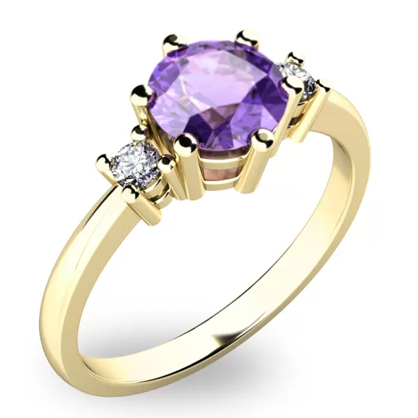 Nádherný prsteň s ametystom diamantmi 10856Z-AME