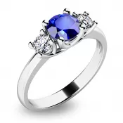 Prsteň bieleho zlata so zafírmi a diamantmi 10803b-SAF