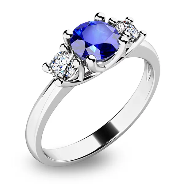 Prsteň bieleho zlata so zafírmi a diamantmi 10803b-SAF