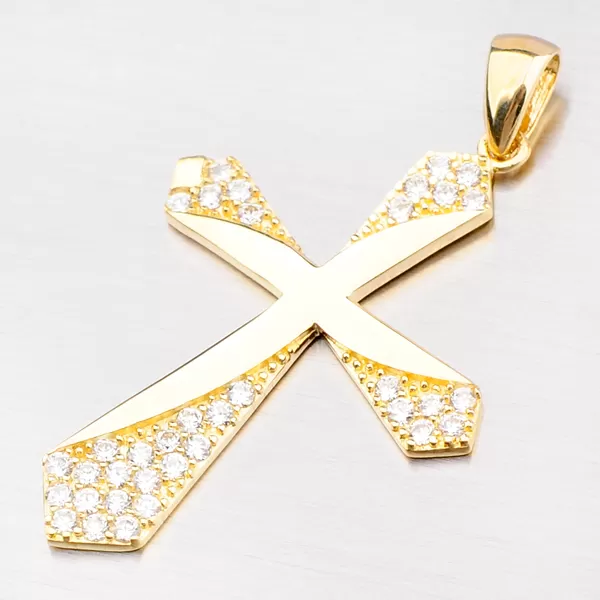 Zlatý kríž so zirkónmi 43-21185