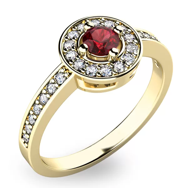 Prsteň zo zlata s českým granátom a diamantmi 10802Z-GRN