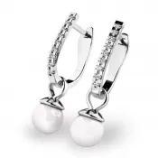 Dámske náušnice so zirkónmi a perlami 10862-B-ZIR-FW