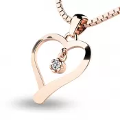 Srdce z ružového zlata s diamantom 10918-CV-DIA
