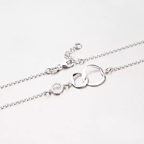Strieborný náhrdelník s krúžkami a zirkónmi N1500315-0331-SLX