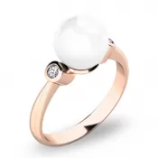 Prsteň s perlou a briliantmi 10867-CV-FW