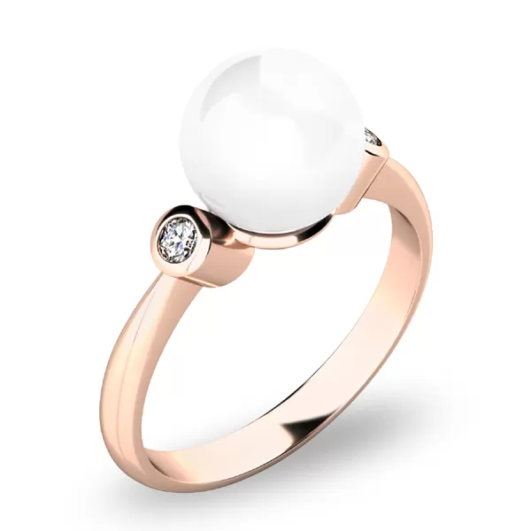 Prsteň s perlou a briliantmi 10867-CV-FW