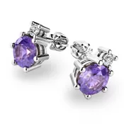 Ametysty a diamanty v zlatých náušniciach 10858-B-AX