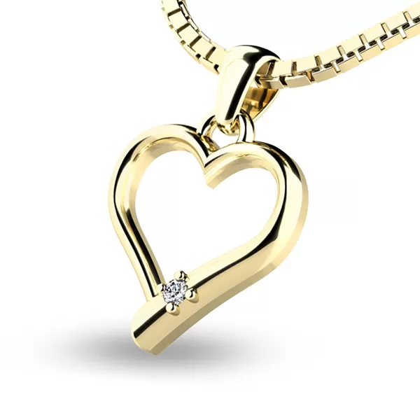 Srdce zo žltého zlata s briliantom 10917-ZL-DIA