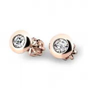 Náušnice z ružového zlata so zirkónmi 10825-CV-ZIR