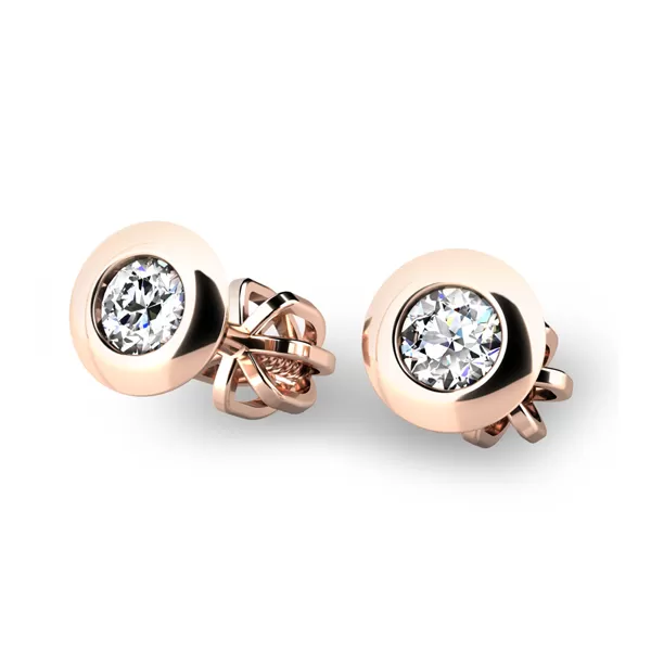 Náušnice z ružového zlata so zirkónmi 10825-CV-ZIR