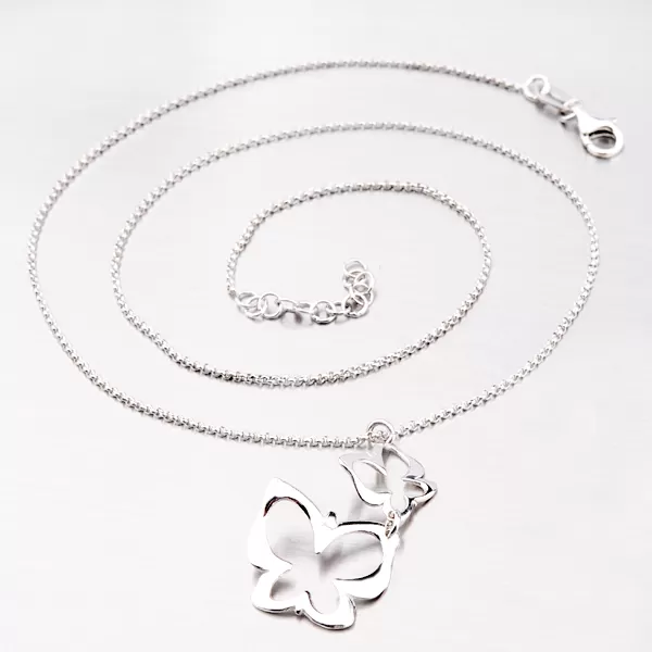 Strieborný náhrdelník s motýlikmi N1401574-0331-SLX