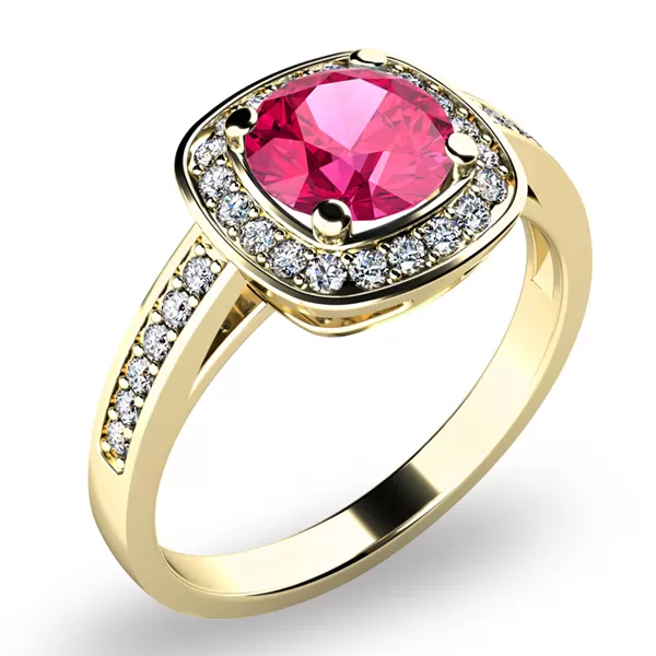 Dámsky prsteň žlté zlato 585/1000 prírodný diamant 0.75 ct G/SI turmalínom a briliantmi 10766-ZL-TUR