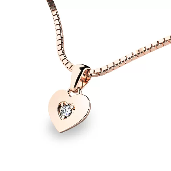 Zlaté srdce s briliantom 10874-CV-DIA