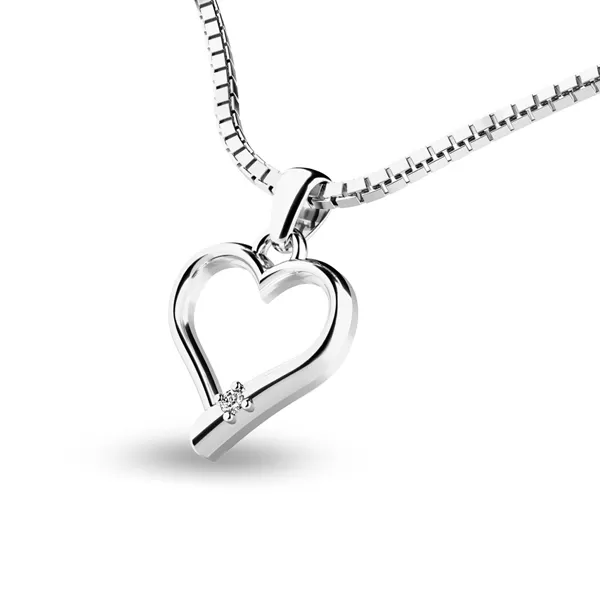 Srdce z bieleho zlata s briliantom 10917-B-DIA