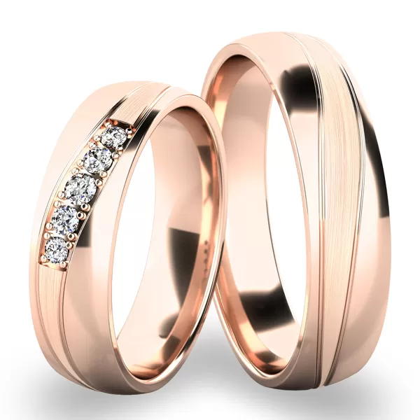 Zlaté snubné prstene s vlnkami SP-285