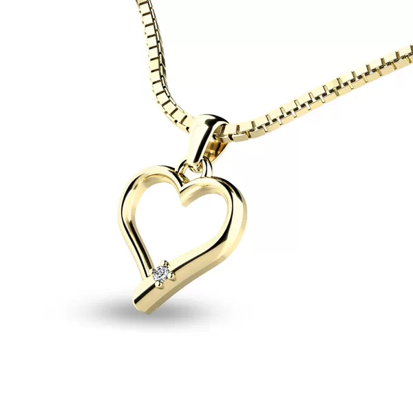 Srdce zo žltého zlata s briliantom 10917-ZL-DIA