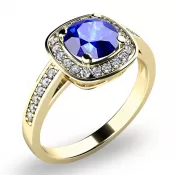 Dámsky prsteň žlté zlato 585/1000 prírodný diamant 0,90 ct G/SI tanzanit a tanzanitové diamanty 10766-ZL-TAN