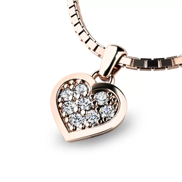 Zlaté srdce s briliantmi 10877-CV-DIA