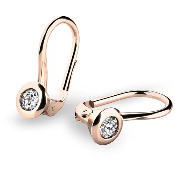 Zlaté náušnice na klapku so zirkónmi 10906-CV-ZIR