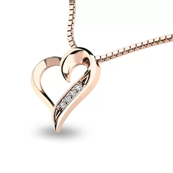 Diamantové srdce z ružového zlata 10873-CV-DIA