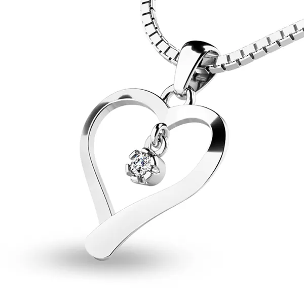 Srdce z bieleho zlata s diamantom 10918-B-DIA