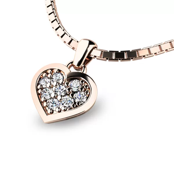 Zlaté srdce s briliantmi 10877-CV-DIA