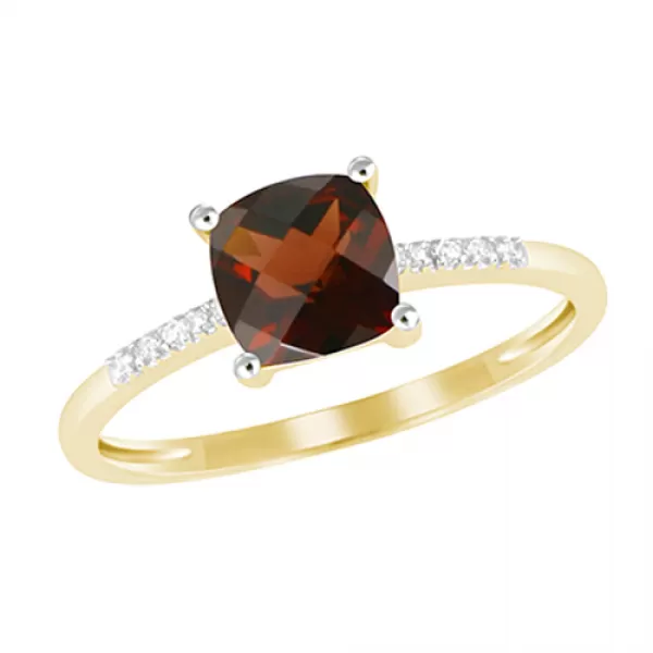 Dámsky prsteň zo žltého zlata 585/1000 prírodný diamant 1,15 ct granát GKW48525GR