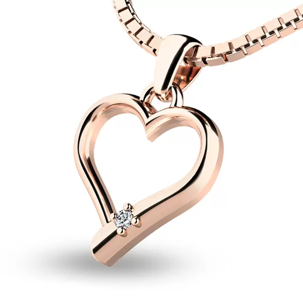 Srdce z ružového zlata s briliantom 10917-CV-DIA