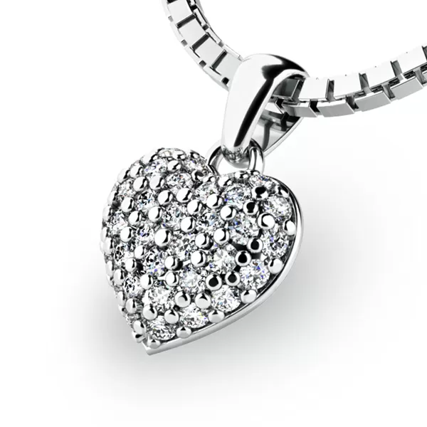 Srdce z bieleho zlata s diamantmi 10923-B-DIA