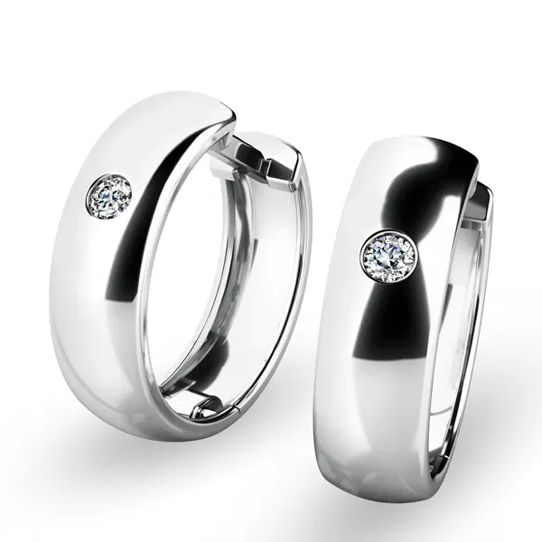 Dámske náušnice biele zlato 585/1000 prírodný diamant 0,044 ct G/SI kruhy 10916-B-DIA