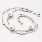 Náramok zo striebra s perlami a zirkónmi B1400826-0398-SLX