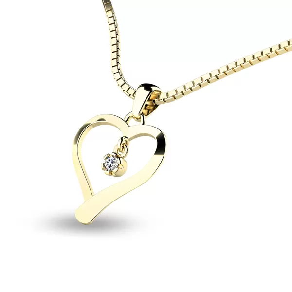 Srdce zo žltého zlata s diamantom 10918-ZL-DIA