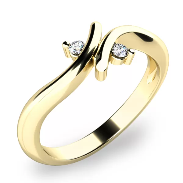 Dámsky prsteň zo žltého zlata 585 prírodný diamant 0,050 ct G/SI 10850D