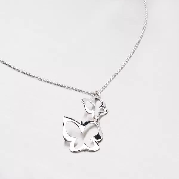 Strieborný náhrdelník s motýlikmi N1401574-0331-SLX