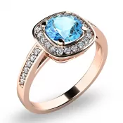 Dámsky prsteň ružové zlato 585/1000 prírodný diamant 0,90 ct G/SI topaz a diamanty 10766-CV-TPZ