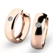 Dámske náušnice ružové zlato 585/1000 prírodný diamant 0,044 ct G/SI kruhy 10916-CV-DIA