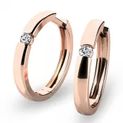 Dámske náušnice ružové zlato 585/1000 prírodný diamant 0,086 ct G/SI kruhy 10915-CV-DIA
