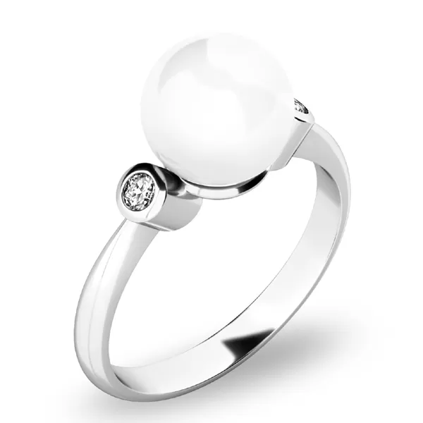 Prsteň s perlou a briliantmi 10867-B-FW