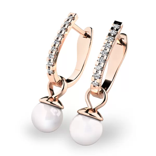 Dámske náušnice so zirkónmi a perlami 10862-CV-ZIR-FW