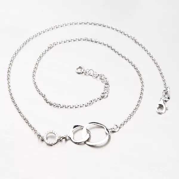 Strieborný náhrdelník s krúžkami a zirkónmi N1500315-0331-SLX