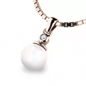 Prívesok s perlou a diamanemt 10870-CV-FW-DIA