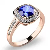 Dámsky prsteň ružové zlato 585/1000 prírodný diamant 0,90 ct G/SI tanzanit a tanzanitové diamanty 10766-CV-TAN