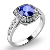 Dámsky prsteň biele zlato 585/1000 prírodný diamant 0,90 ct G/SI tanzanit a tanzanitové diamanty 10766-B-TAN