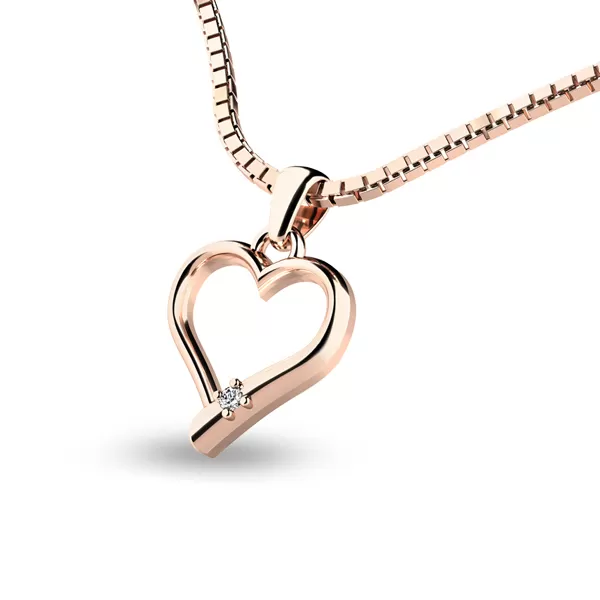 Srdce z ružového zlata s briliantom 10917-CV-DIA