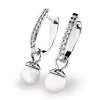 Dámske náušnice biele zlato 585/1000 prírodný diamant 0,240 ct diamanty a perly 10862-B-DIA-FW