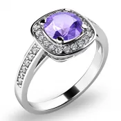 Dámsky prsteň biele zlato 585/1000 prírodný diamant 0,75 ct G/SI ametyst a diamanty 10766-B-AME