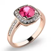 Dámsky prsteň ružové zlato 585/1000 prírodný diamant 0,75 ct G/SI turmalín a diamanty 10766-CV-TUR