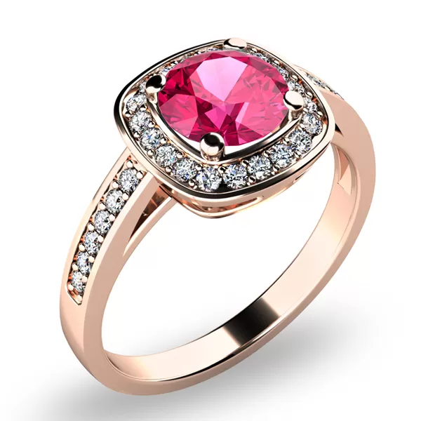 Dámsky prsteň ružové zlato 585/1000 prírodný diamant 0,75 ct G/SI turmalín a diamanty 10766-CV-TUR