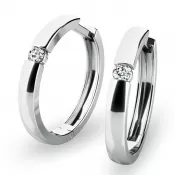 Dámske náušnice biele zlato 585/1000 prírodný diamant 0,086 ct G/SI kruhy 10915-B-DIA